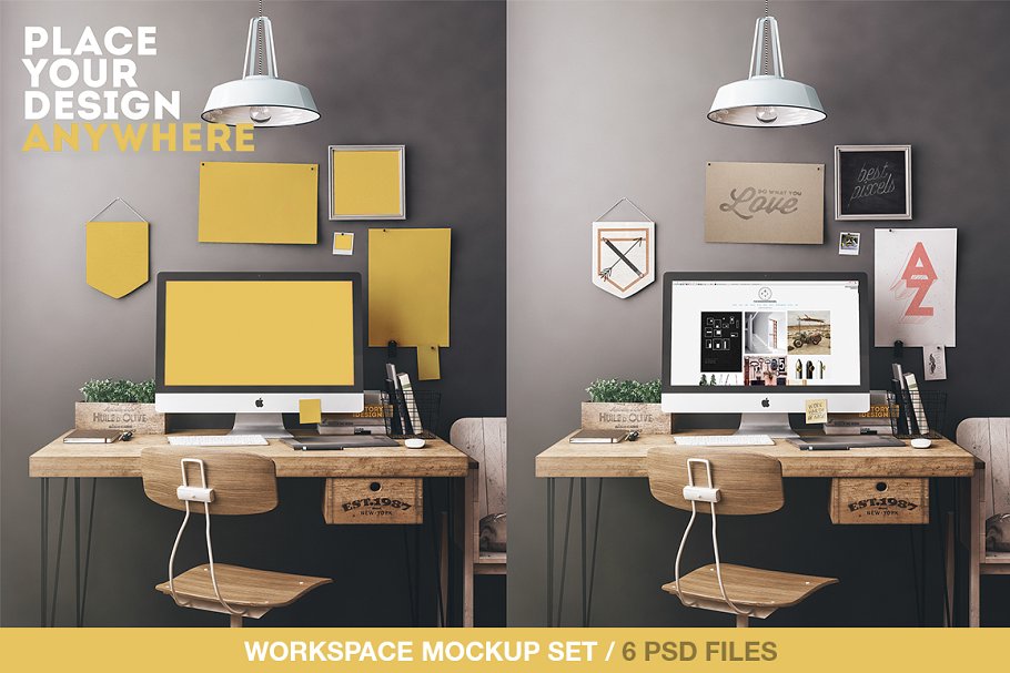 8 Photo realistic Home Workspace Mockup