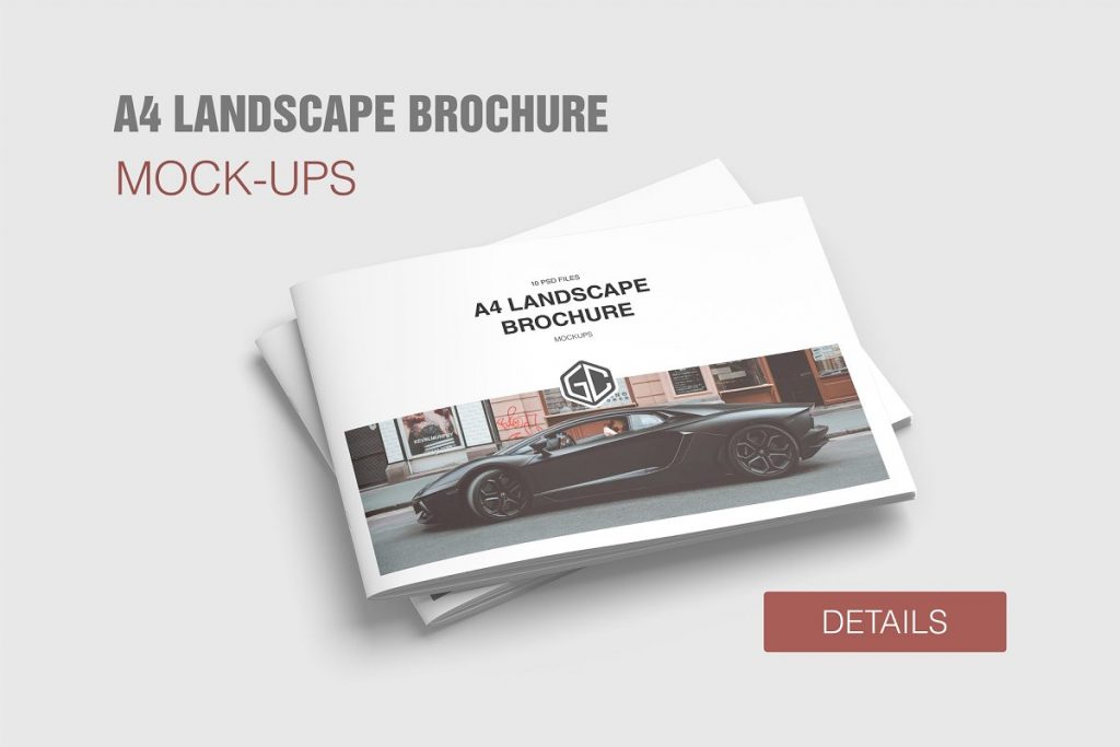 A4 Landscape Brochures Stack Mockup