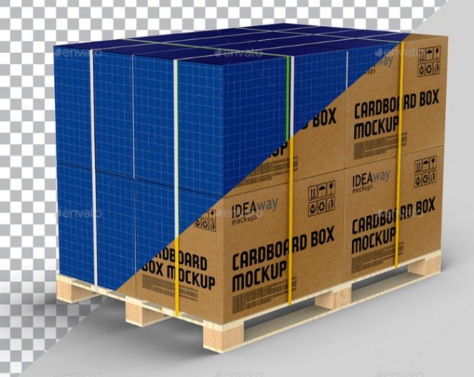 Cardboard Box Pallet Mockup