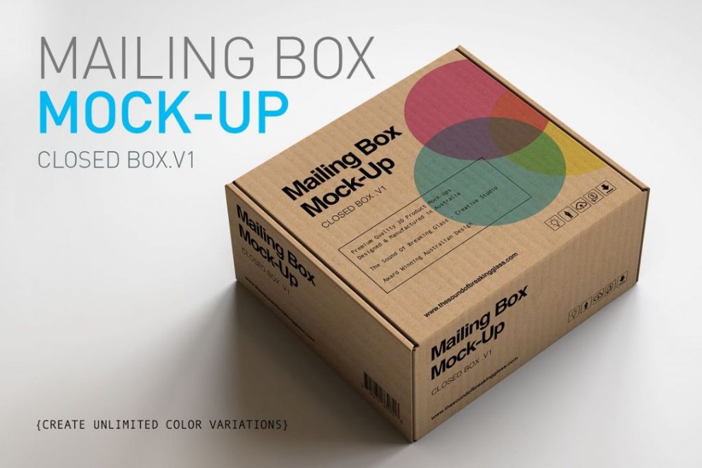 Cardboard Mailing Box Mockup PSD