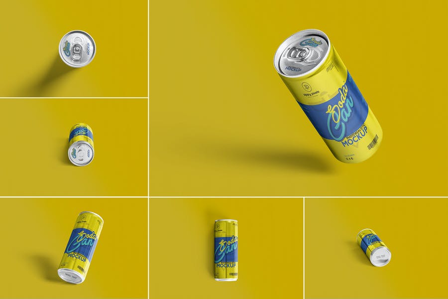 Chilled Soda Can Mockup PSD