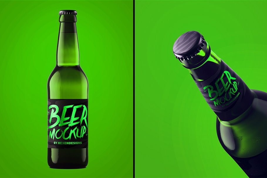 Clear Beer Bottle Branding Mockup
