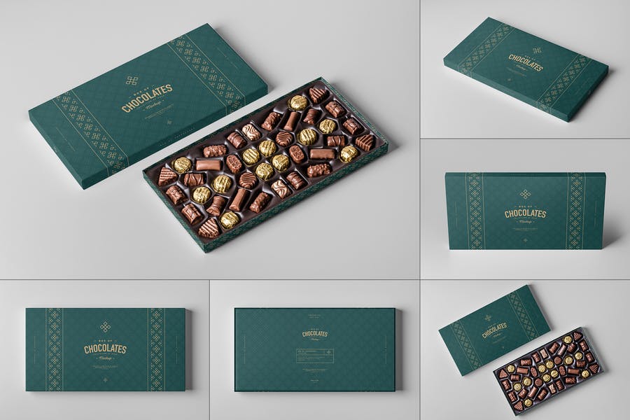 Editable Box of Chocolate Mockup PSD