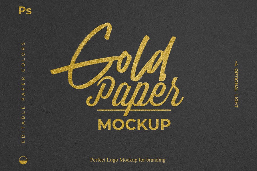 Gold Foil Paper Logo Mockup