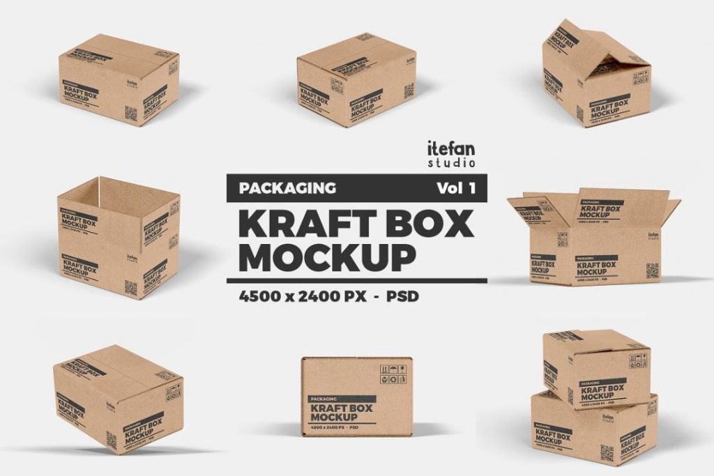 Kraft Box Packaging Mockup PSD