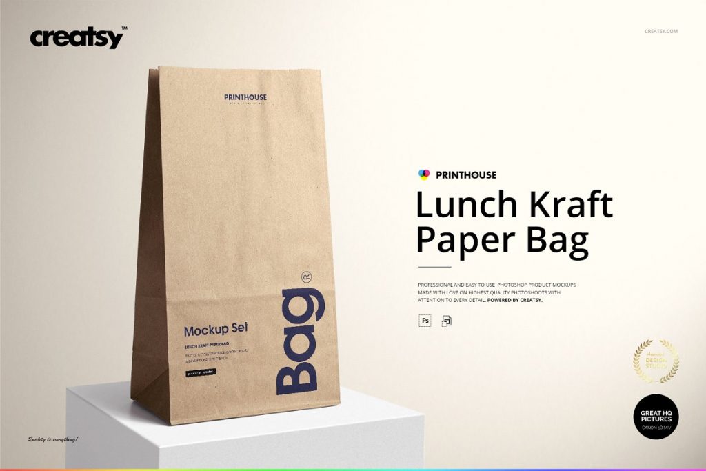 Kraft Paper Lunch Bag Mockup