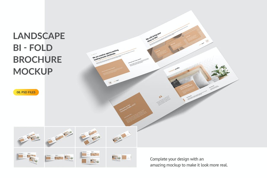 Landscape Bi Fold Brochure Mockup