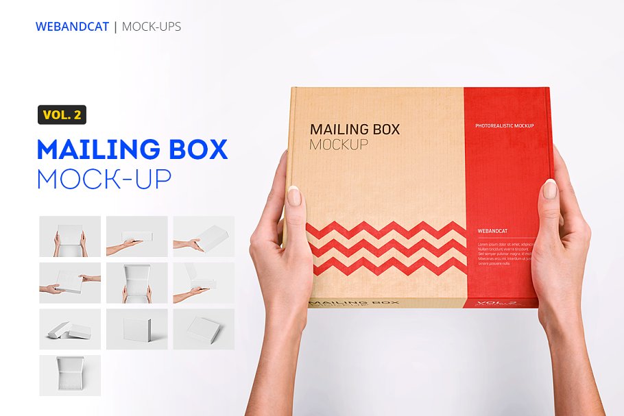 Mailing Box in Hand Mockup PSD