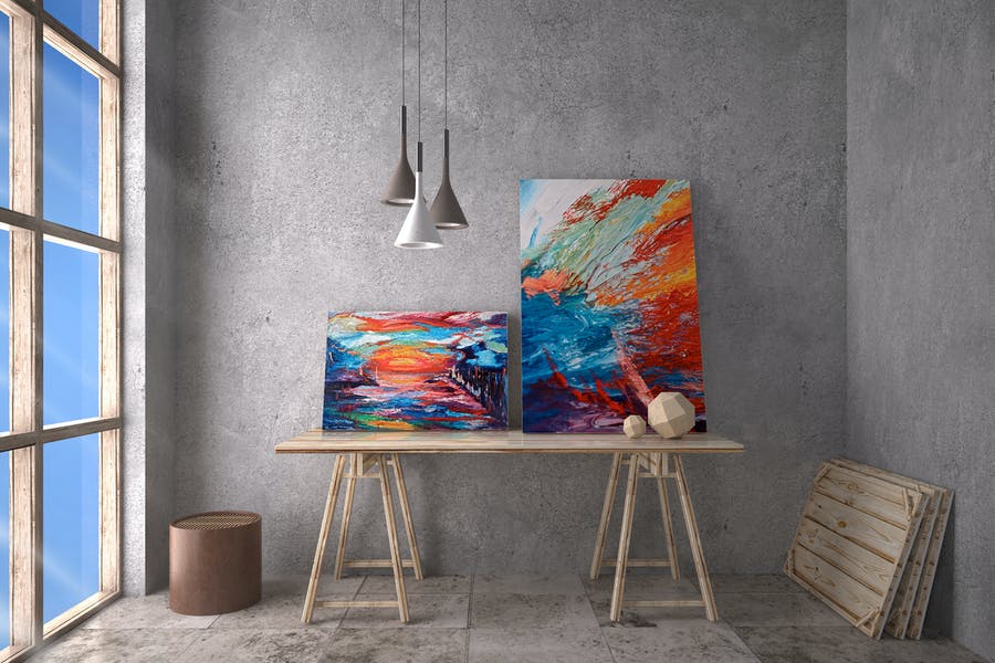 Painting Gallery Mockup PSD