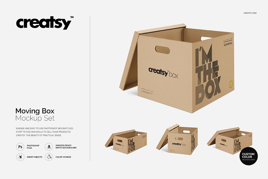 Printable Cardboard Box Mockup PSD