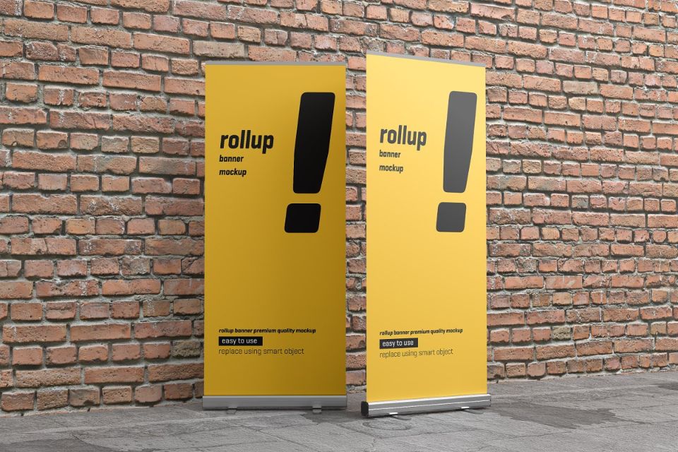 Realistic Roll Up Banner Mockup PSD