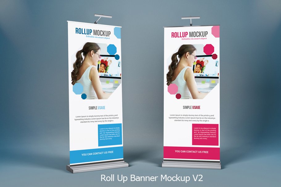 Roll Up Display Banner Mockup