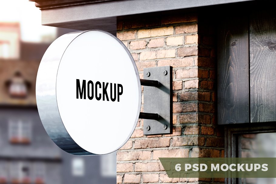 Round Signboard Mockup PSD