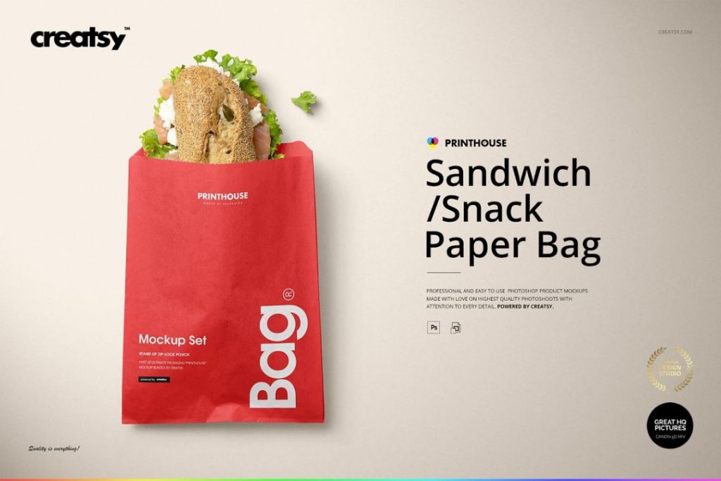 Snack Paper Bag Mockup PSD