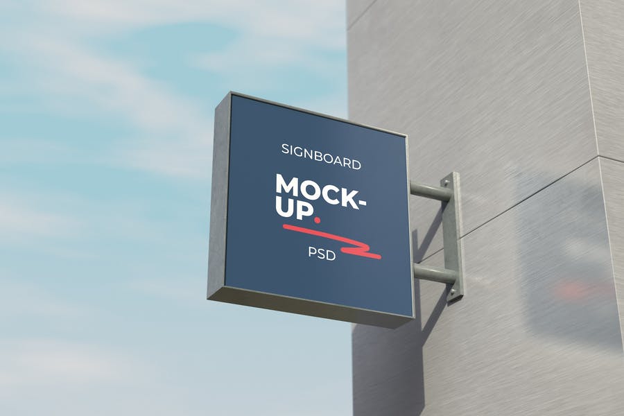 Square Signboard Mockup PSD