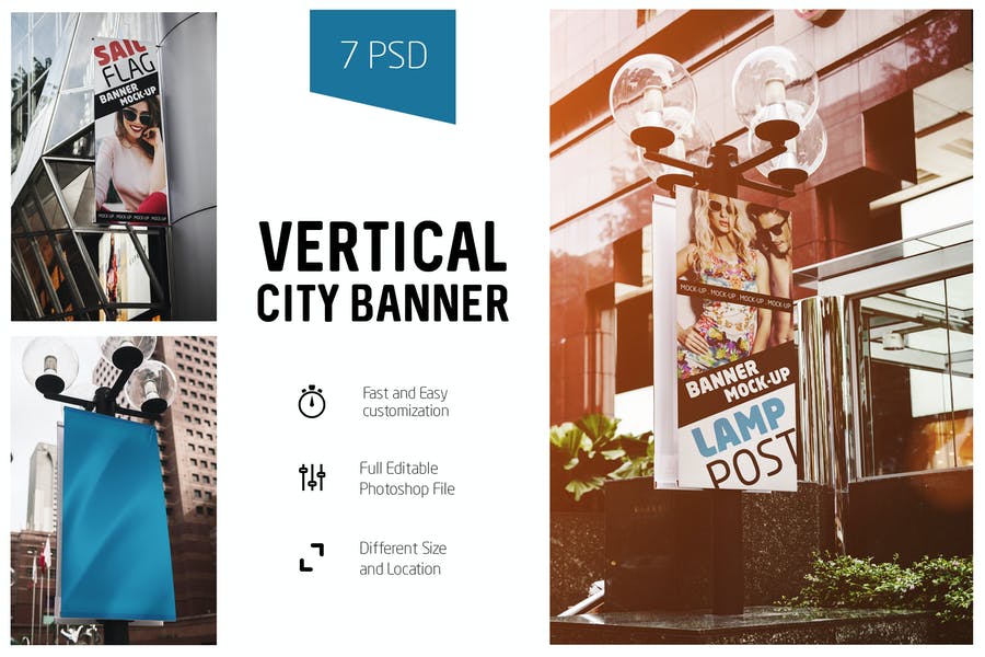 Vertical City Banner Mockup