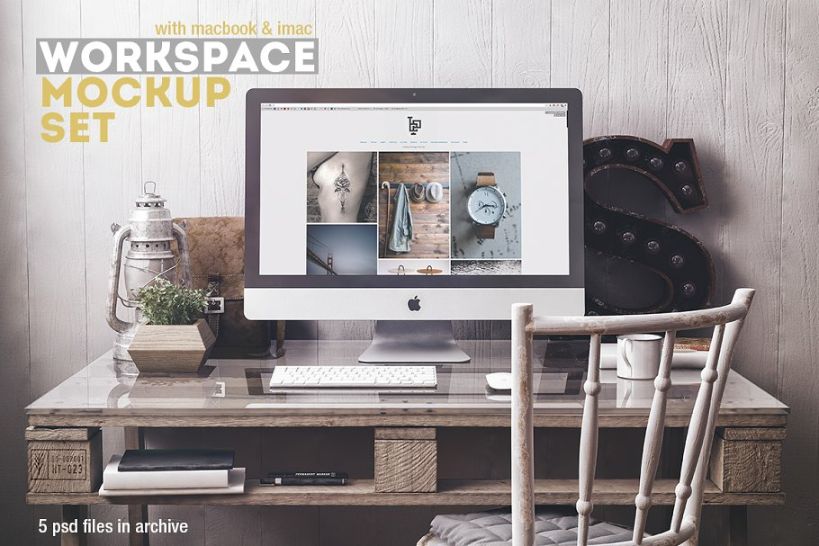 iMac Workspace Mockup PSD
