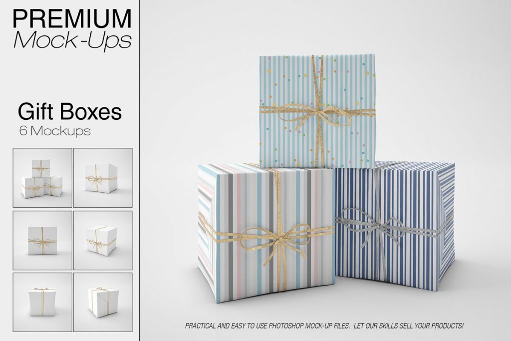 6 Gift Boxes Mockup Set
