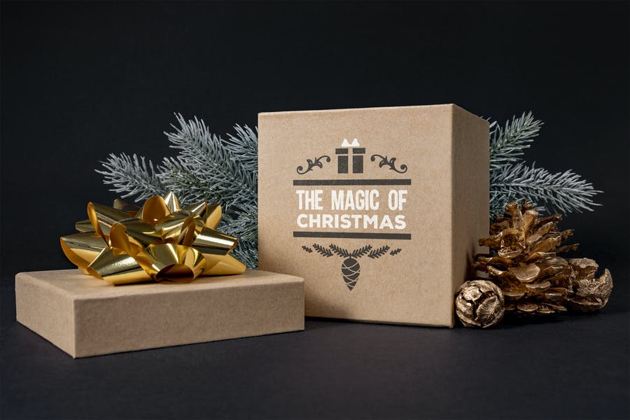 Christmas Open Gift Box Mockup