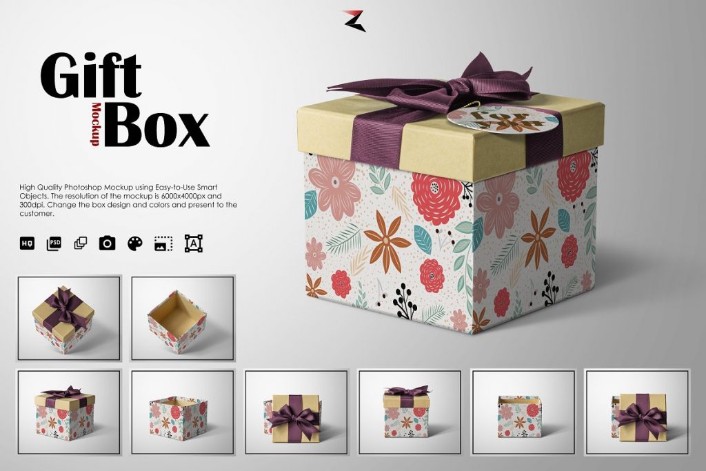 High Quality Gift Box Mockup