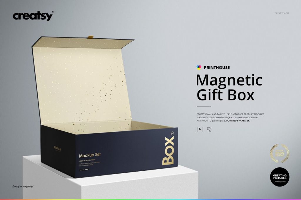 Magnetic Gift Box Mockup PSD 2