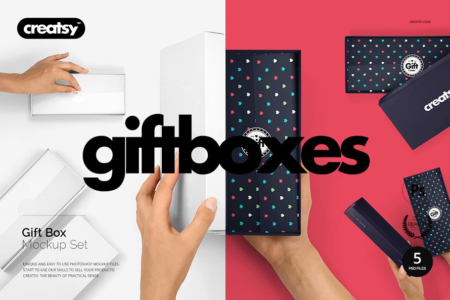 Printed Gift Boxes Mockup Set