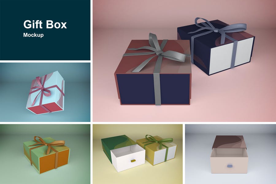 Slide In Gift Box Mockup Set