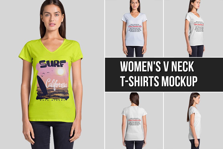 Womens V Neck T Shirt Mockup