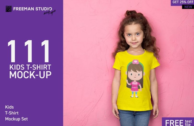 111 Kids T Shirt Mockup PSD