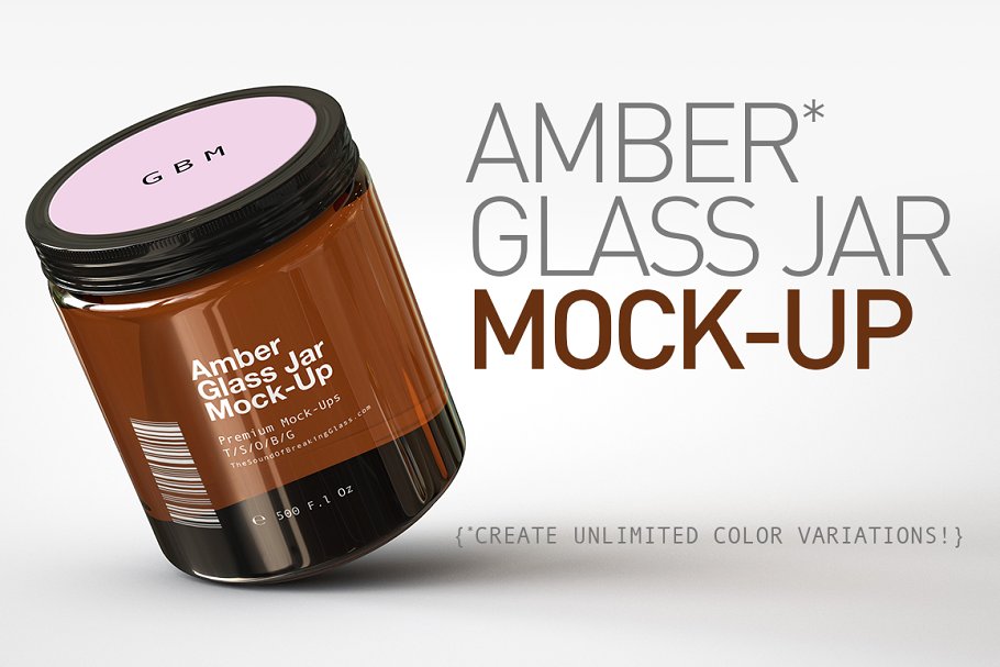 Amber Glass Jar Mockup