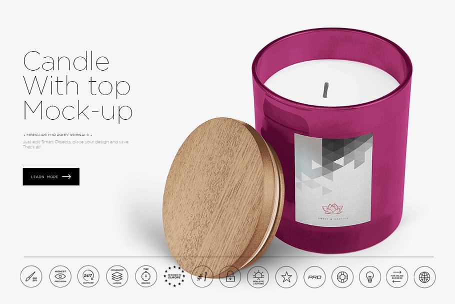 Candle Wiith Top Mockup PSD