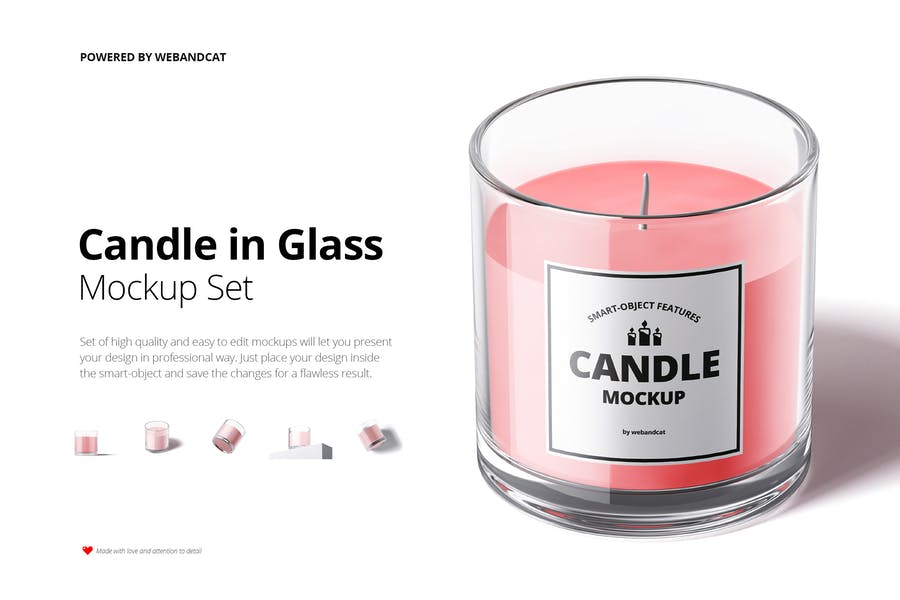 Candle in Glass Mockup PSD