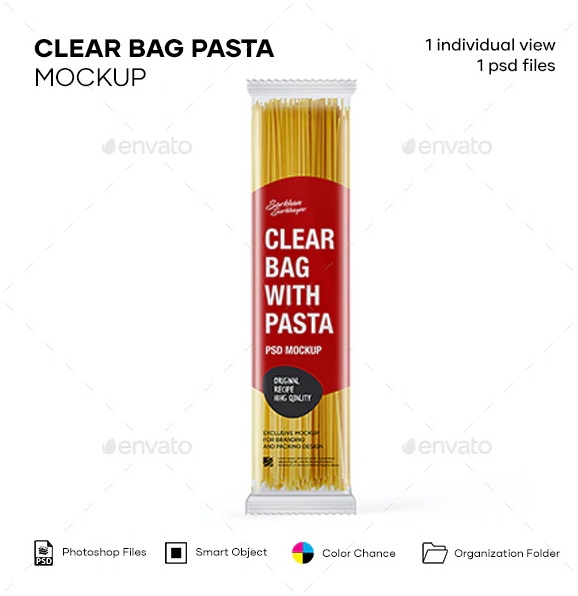 Clear Pasta Bag Mockup