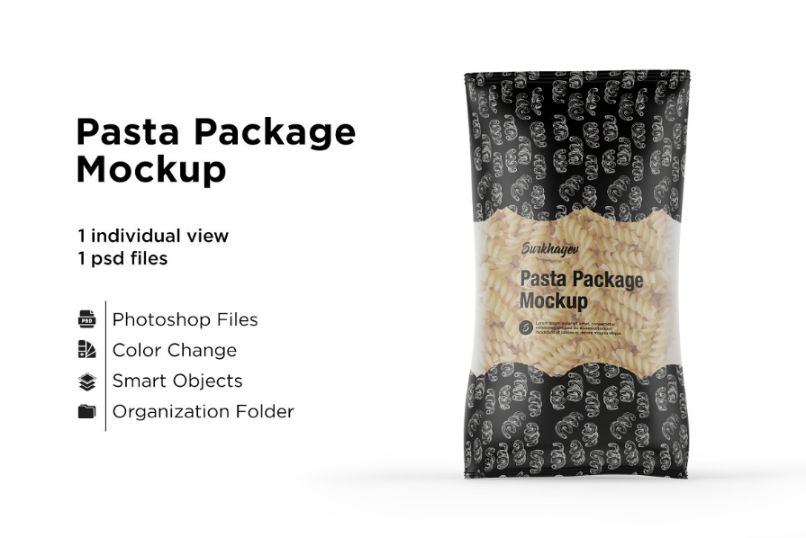 Fully Layered Pasta Packaging Mockup
