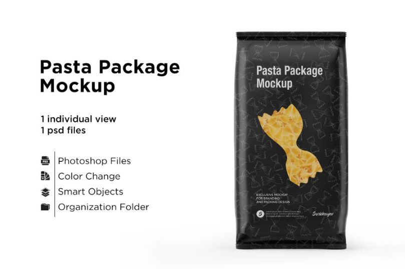Glossy Pasta Packaging Mockup