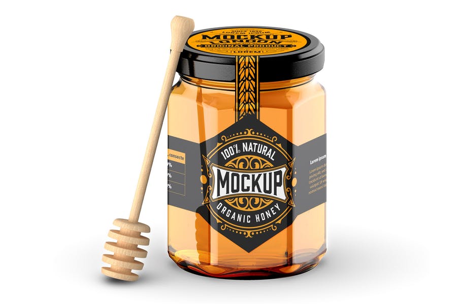 Honey Jar With Spoon Mockup