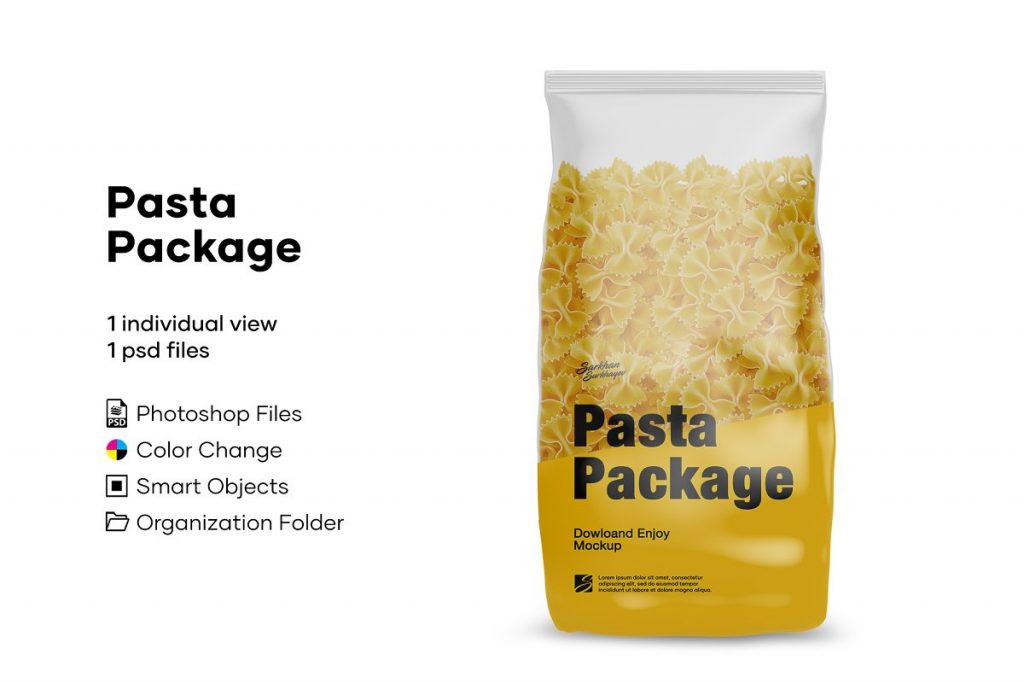 Isolated Pasta Packaging Mockup