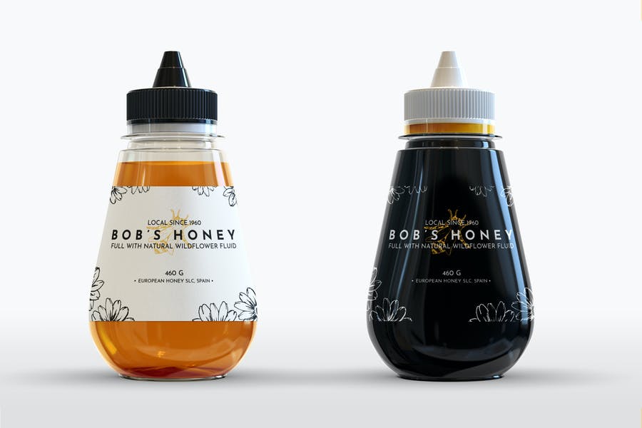 Plastic Honey Jar Mockup PSD