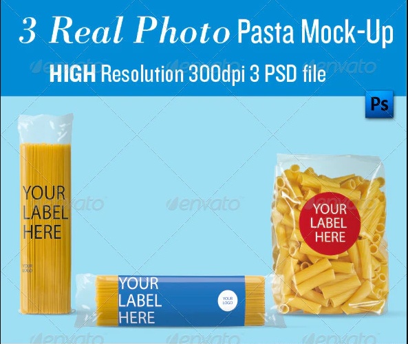 Realistic Pasta Packaging Mockup