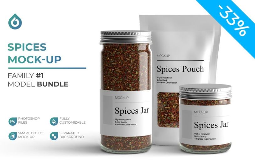 Spices Packaging Mockup PSD