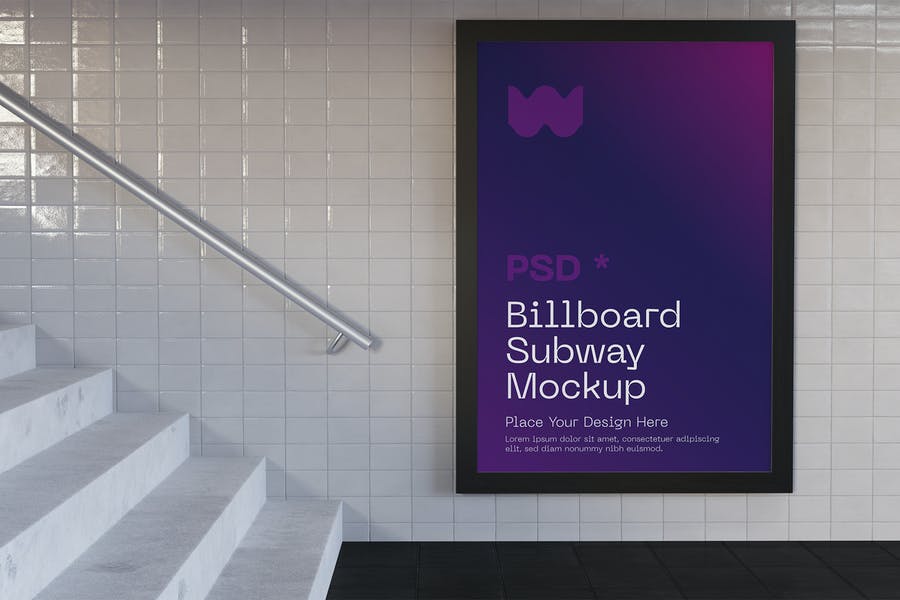 Subway Billboard Mockup PSD