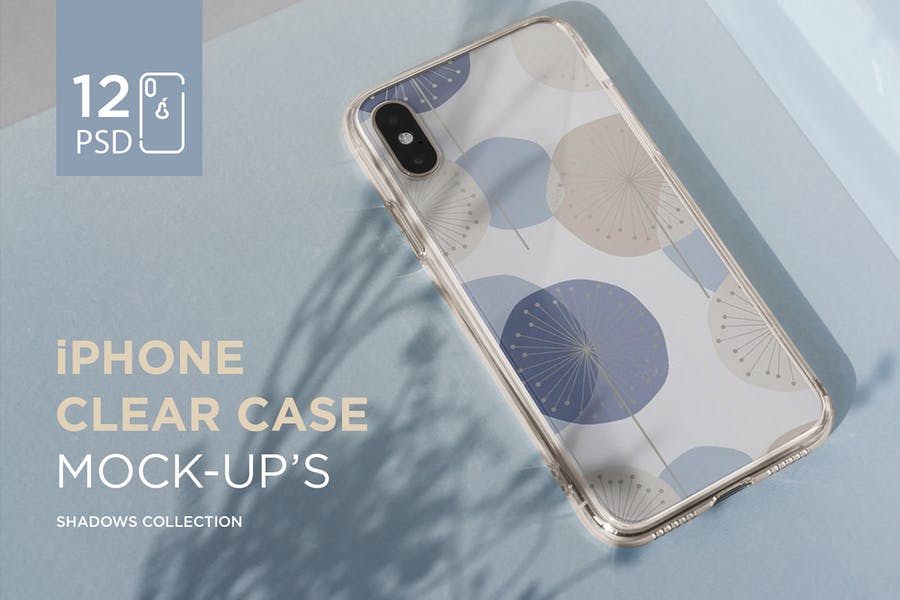 12 iPhone Clear Case Mockup PSD