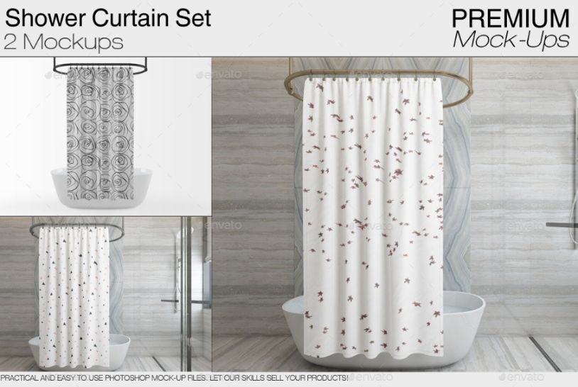 2 Shower Curtain Mockup Set