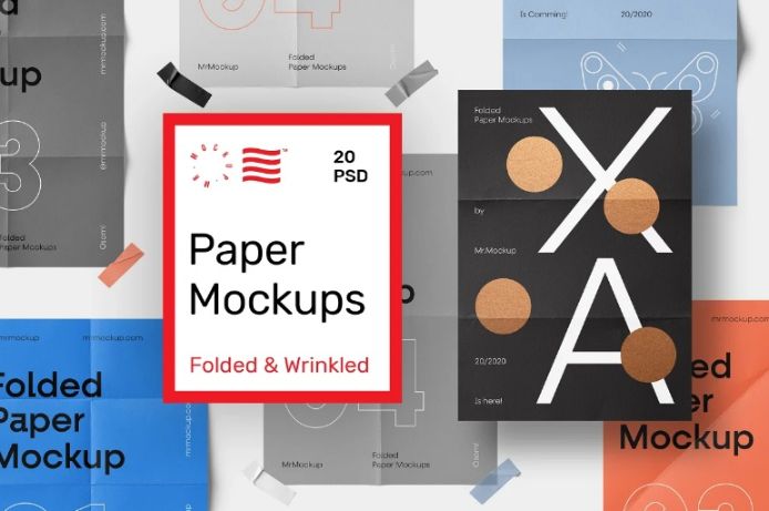 20 Folded Paper Mockup PSD Set