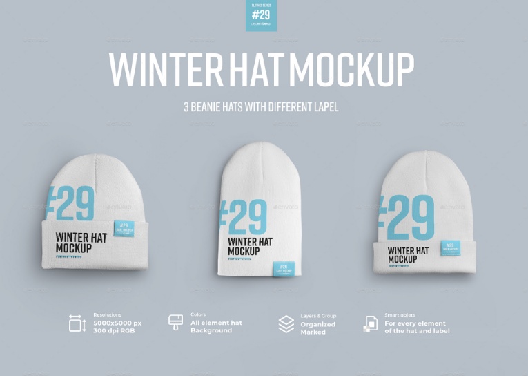 3 Winter Hat Mockups