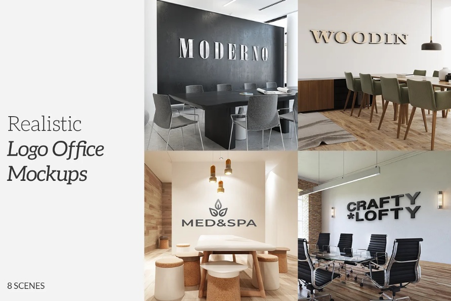 3D Office Branding Mockup