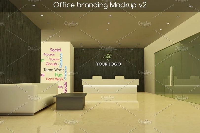3D Office Interior Mockup PSD