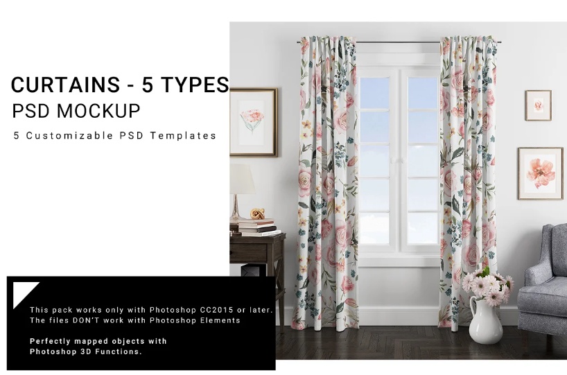 5 Customizable Curtain Mockups