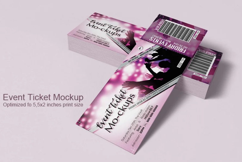 5 Event Tickets Mockup PSD