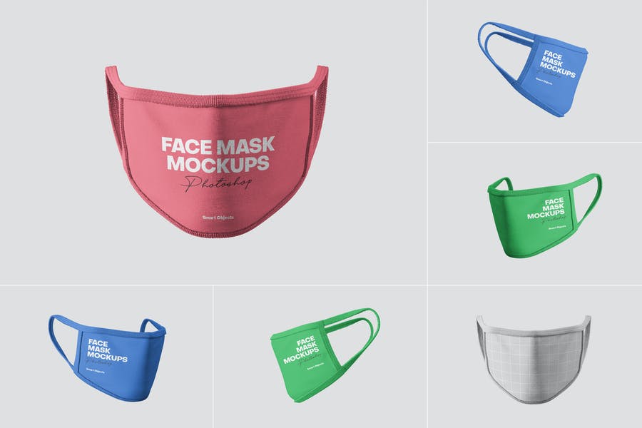 5 Face Mask Mockup Set